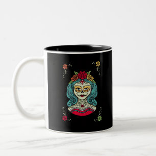 Beautiful Catrina Feliz Día de Muertos Zweifarbige Tasse