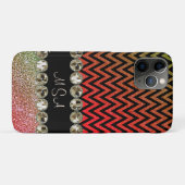 Beautiful Champagne Bling Zickzack Monogram Case-Mate iPhone Hülle (Rückseite (Horizontal))