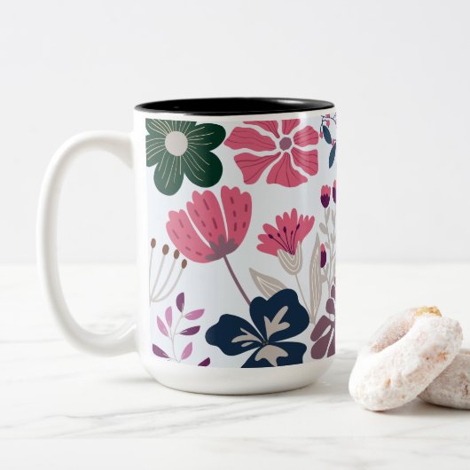 Beautiful & Charming Modern Floral Zweifarbige Tasse (Mit Donut)