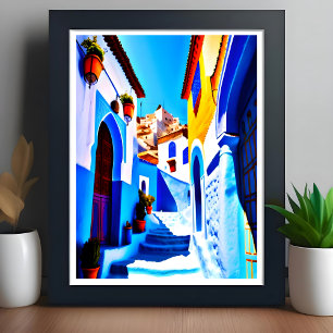 Beautiful Chefchaoue Marokko Blue City Pop Art Poster