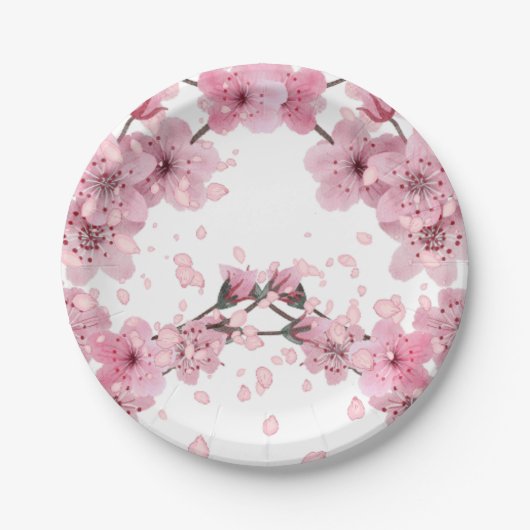 Beautiful Cherry Blossom Mixed Medium Print Pappteller (Vorderseite)