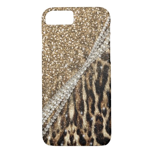 Beautiful Chic Girl Leopard Print Gold Glitzer Case-Mate iPhone Hülle (Rückseite)