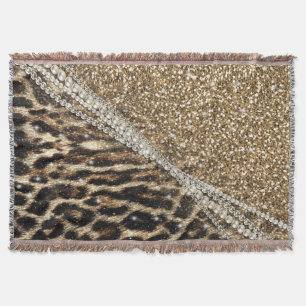 Beautiful Chic Girl Leopard Print Gold Glitzer Decke