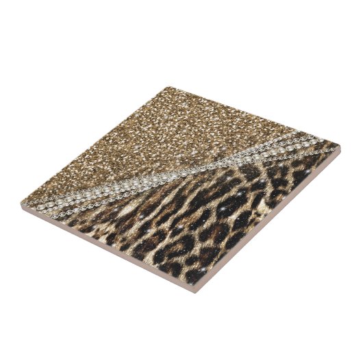 Beautiful Chic Girl Leopard Print Gold Glitzer Fliese (Seite)