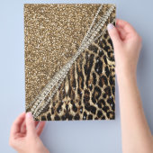 Beautiful Chic Girl Leopard Print Gold Glitzer Flyer (Hand)