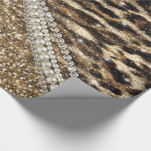 Beautiful Chic Girl Leopard Print Gold Glitzer Geschenkpapier (Ecke)