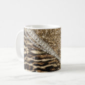Beautiful Chic Girl Leopard Print Gold Glitzer Kaffeetasse (Vorderseite Links)