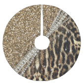 Beautiful Chic Girl Leopard Print Gold Glitzer Polyester Weihnachtsbaumdecke (Vorderseite)