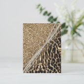 Beautiful Chic Girl Leopard Print Gold Glitzer Postkarte (Stehend Vorderseite)