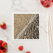 Beautiful Chic Girl Leopard Print Gold Glitzer Serviette (Beispiel)