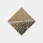 Beautiful Chic Girl Leopard Print Gold Glitzer Serviette (Ecke)