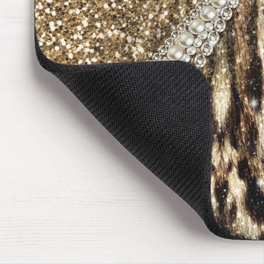 Beautiful Chic Girly Leopard Print Gold Glitter Mousepad (Ecke)