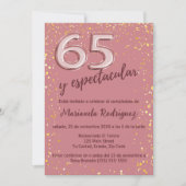 Beautiful Chic Rose Gold 65. Geburtstag Spanisch Einladung (Vorderseite)