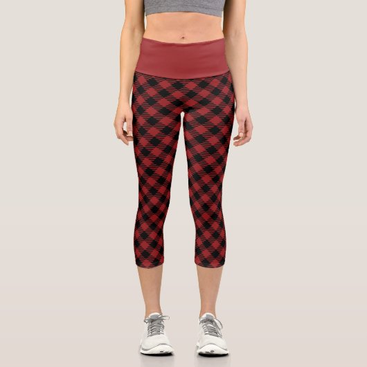 Beautiful Christmas Red Buffalo Kariert Capri Leggings (Vorderseite)