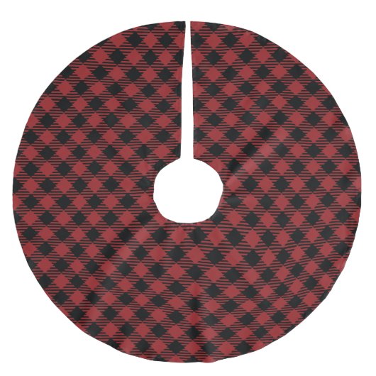 Beautiful Christmas Red Buffalo Kariert Polyester Weihnachtsbaumdecke (Vorderseite)