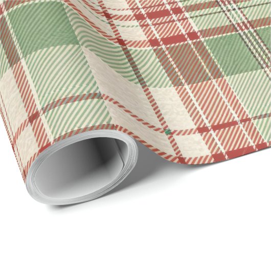 Beautiful Christmas Red White and Green Plaid Geschenkpapier (Rolleneckpunkt)