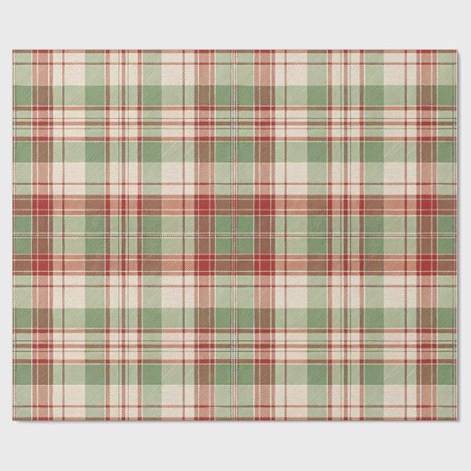 Beautiful Christmas Red White and Green Plaid Geschenkpapier (Flach)