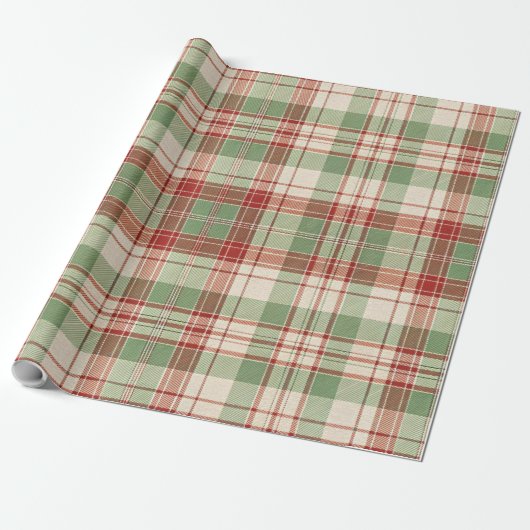 Beautiful Christmas Red White and Green Plaid Geschenkpapier (Ungerollt)