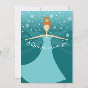 Beautiful Christmas Wish Fairy with Red Hair Feiertagskarte