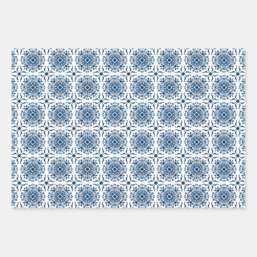 Beautiful Classic Blue | Blau und Weiß elegant Geschenkpapier Set (Vorderseite 3)