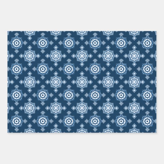 Beautiful Classic Blue | Blau und Weiß elegant Geschenkpapier Set (Vorderseite 2)