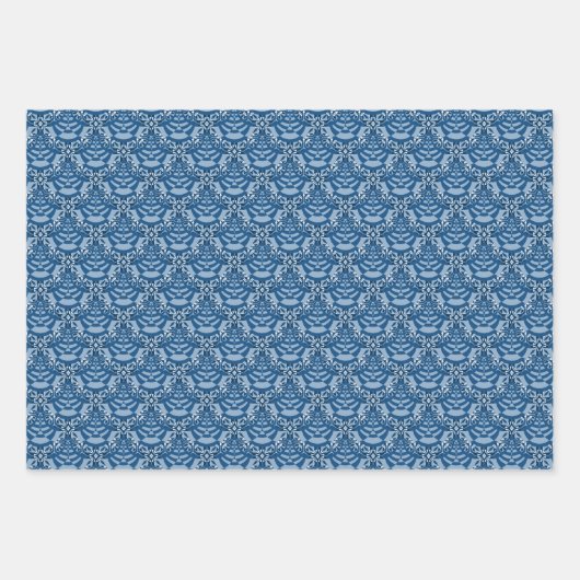 Beautiful Classic Blue | Blau und Weiß elegant Geschenkpapier Set (Vorderseite)