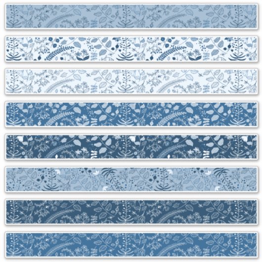 Beautiful Classic Blue Floral Boho Muster Aufkleber (Vorderseite)