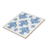 Beautiful classic folk art birds cream white Blue Fliese (Seite)