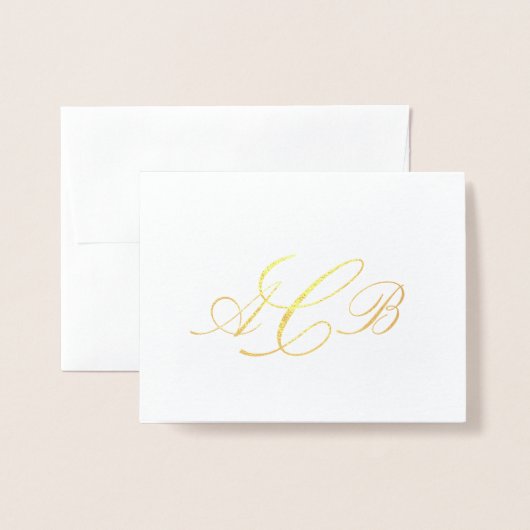 Beautiful Classic Monogram Initials Notecard Folienkarte (Vorderseite mit Umschlag)