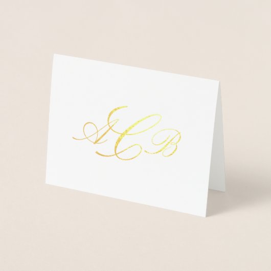 Beautiful Classic Monogram Initials Notecard Folienkarte (Vorderseite)