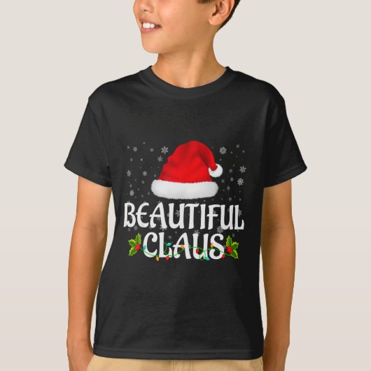 Beautiful Claus Christmas Lights Pajama Family Mat T-Shirt (Vorderseite)