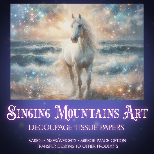 Beautiful Coastal Horse and Ocean Art Decoupage Seidenpapier