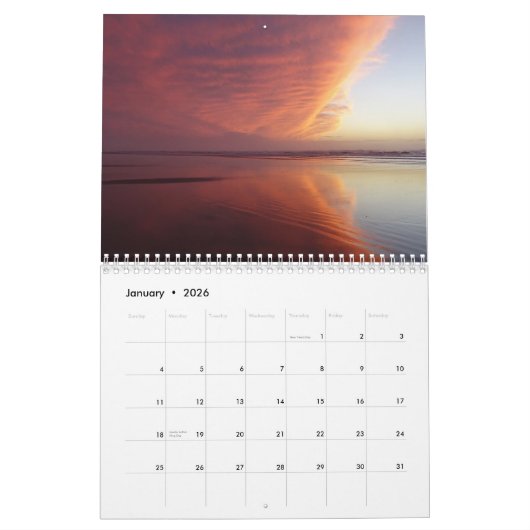 Beautiful Coastal Washington Ocean Sunset Photo Kalender (Jan 2026)