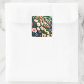 Beautiful colorful anime flowers quadratischer aufkleber (Tasche)