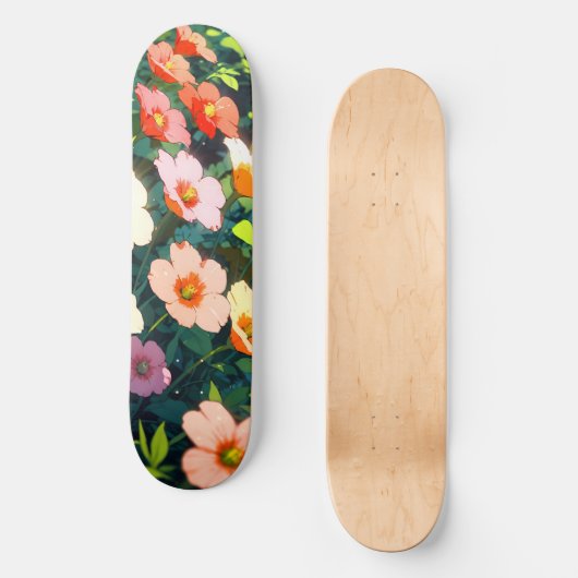 Beautiful colorful anime flowers skateboard (Vorderseite)