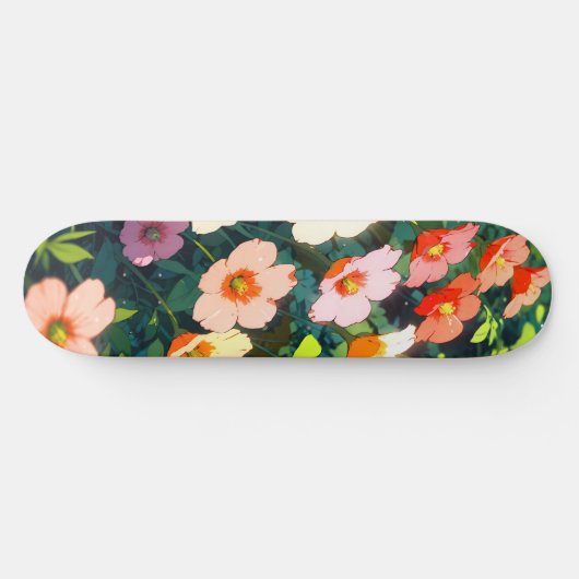 Beautiful colorful anime flowers skateboard (Horizontal)