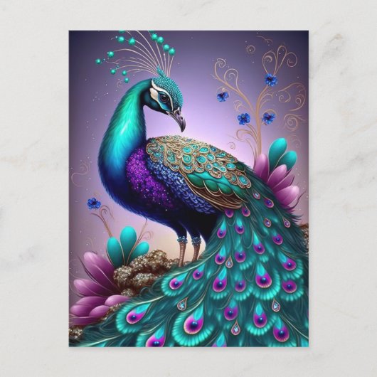Beautiful Colorful Peacock Pfau Bird Houses Postkarte (Vorderseite)