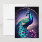 Beautiful Colorful Peacock Pfau Bird Houses Postkarte (Vorne/Hinten)