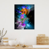 Beautiful Colorful Treble Clef Flower Leaves Paint Poster (Küche)