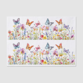 Beautiful Colorful Wildflowers & Butterflies Seidenpapier