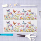 Beautiful Colorful Wildflowers & Butterflies Seidenpapier (Handwerk)