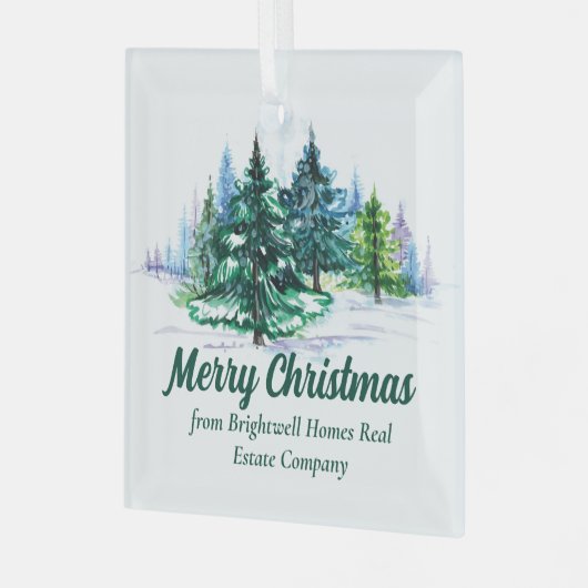Beautiful Company Merry Christmas Trees Custom Ornament Aus Glas (Vorderseite links)