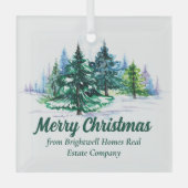 Beautiful Company Merry Christmas Trees Custom Ornament Aus Glas (Vorderseite)
