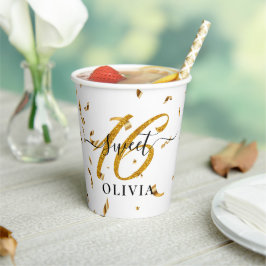 Beautiful Confetti Sweet 16 16 Papier Cups Pappbecher