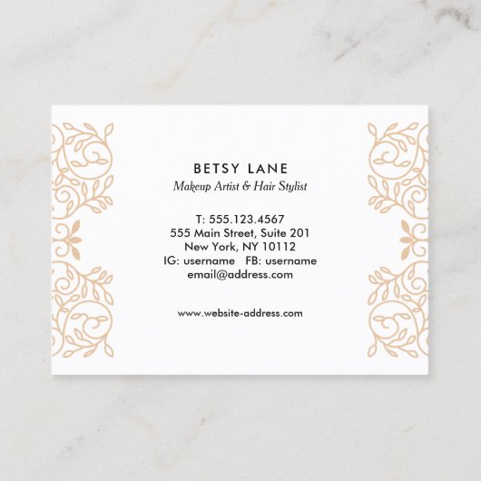 Beautiful Coral Rote Rose Gold Wirbel Schönheitssa Visitenkarte (Rückseite)