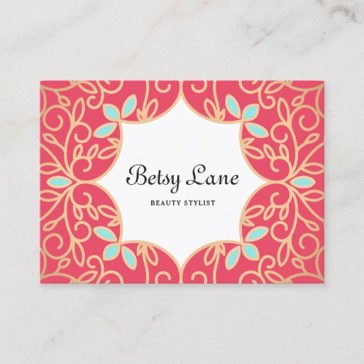 Beautiful Coral Rote Rose Gold Wirbel Schönheitssa Visitenkarte (Vorderseite)