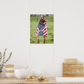 Beautiful cowgirl wrapped in American flag Poster (Küche)