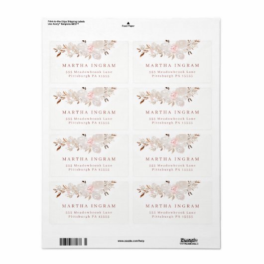 Beautiful Creme Rose Monogram Label (Vorne)