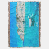 Beautiful Crete Greece Ocean Watercolor Painting Decke (Vorderseite Vertikal)