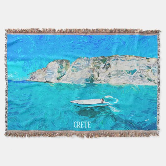Beautiful Crete Greece Ocean Watercolor Painting Decke (Vorderseite)